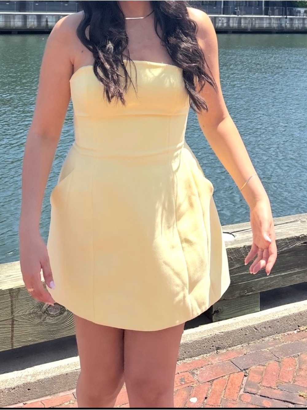 Bardot Karoline Strapless Hourglass Yellow Mini Dress